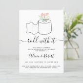 Mint floral wedding postponed roll with it invitation (Standing Front)