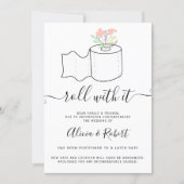 Mint floral wedding postponed roll with it invitation (Front)