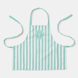 Mint French Beach Stripe Personalized Monogram Apron