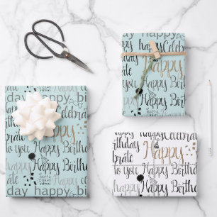 Mint Fun Happy Balloons Birthday Wrapping Paper Sheets