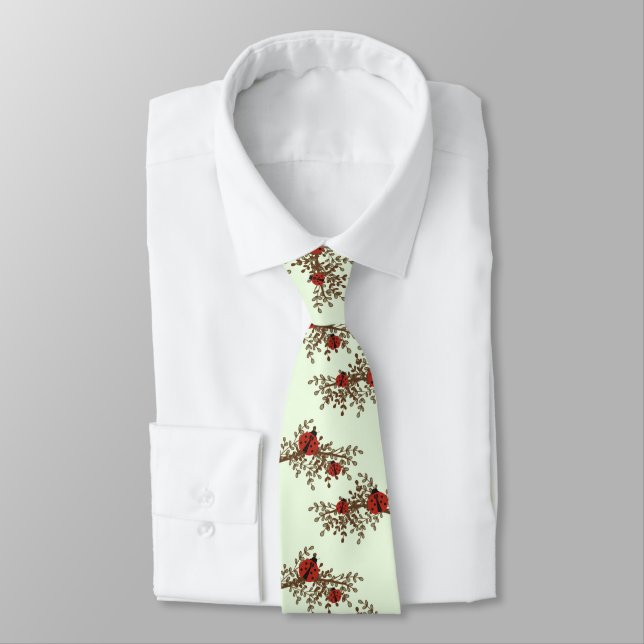 Mint Funny Ladybug Couple for man Neck Tie (Tied)