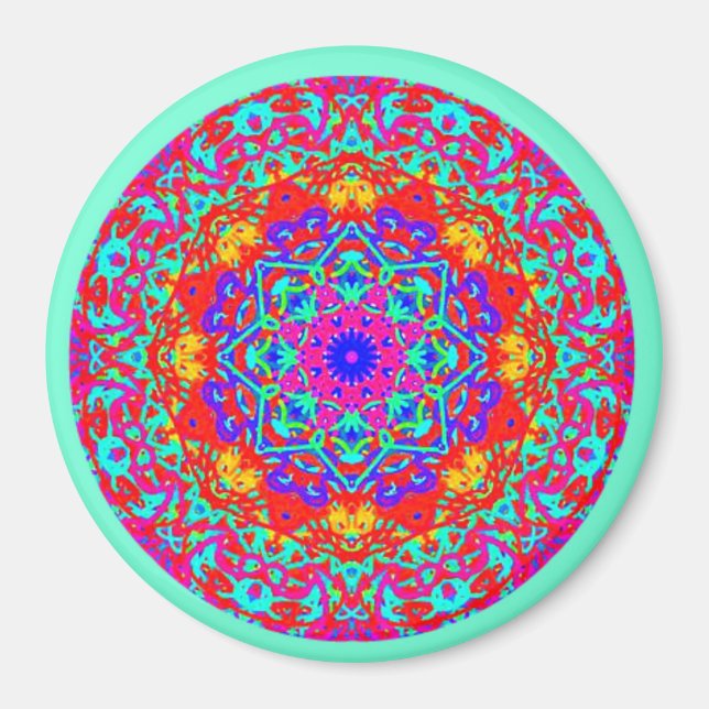 Mint Fuschia Mandala Style Magnet (Front)