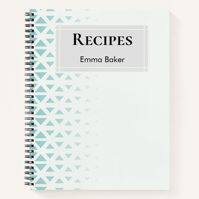 Mint Geometric Custom Recipe Spiral Notebook (Front)