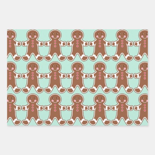 Mint Gingerbread Cookies Wrapping Paper (Front)