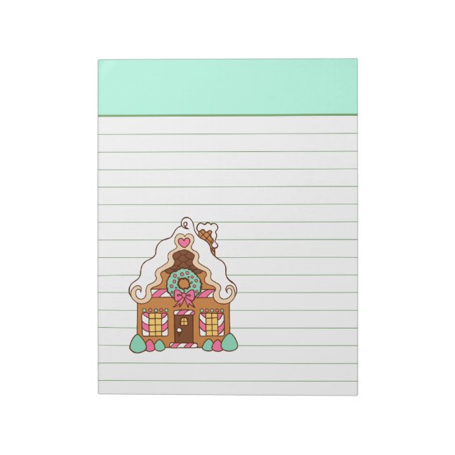 Mint Gingerbread House Notepad (Rotated)
