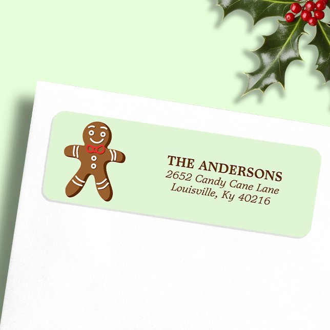 Mint Gingerbread Man Christmas Return Address Label (Creator Uploaded)