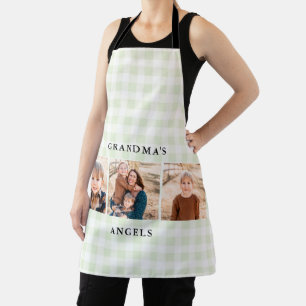 Mint Gingham Collage Photo Grandma's Angels Apron
