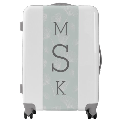 Mint Gingko Leaves Classic Monogram Luggage