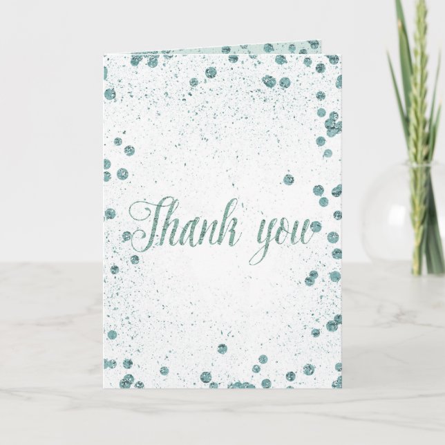 Mint Glam Confetti Dots Thank you Card (Front)