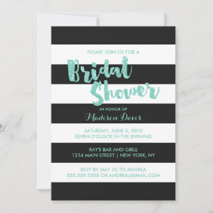 Mint Glitter Glamorous Bridal Shower Invites