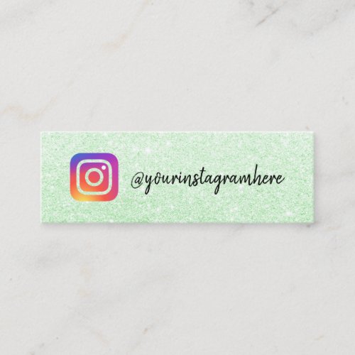 Mint glitter Instagram logo social media script Calling Card