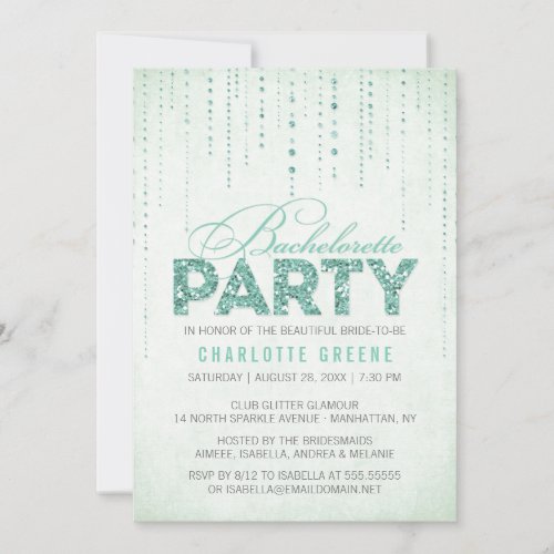 Glitter Look Bachelorette Party Invitation
