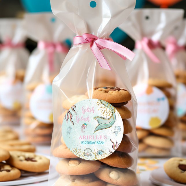 Mint Glitter Mermaid tail under the sea  Classic Round Sticker (Creator Uploaded)