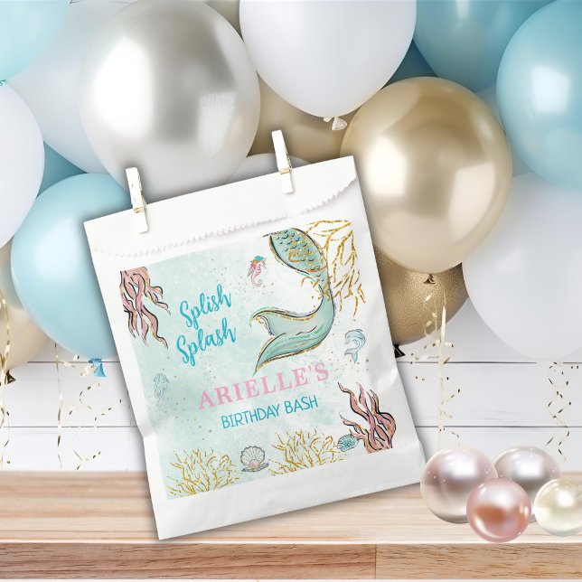 Mint Glitter Mermaid tail under the sea  Favor Bag (Creator Uploaded)