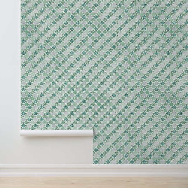 Mint Glitter Mermaid Wallpaper (Application)