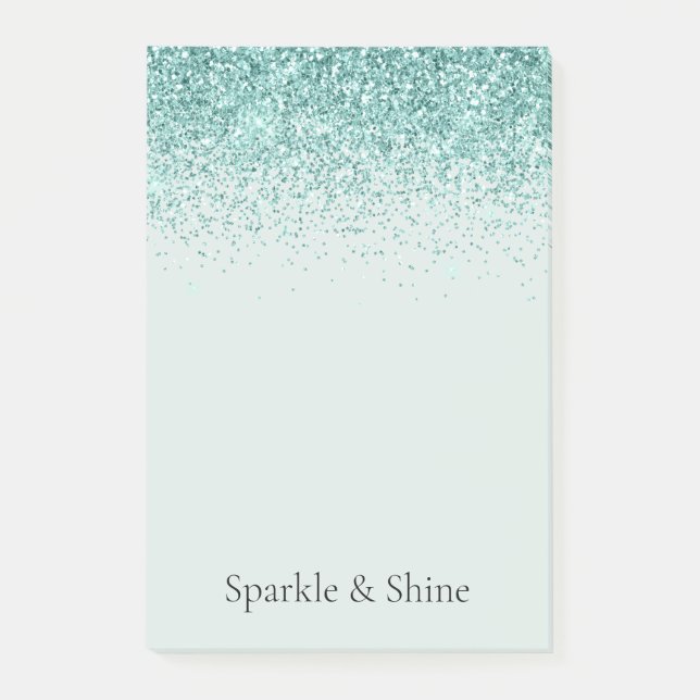 Mint Glitter Sparkle Post-it Notes (Front)