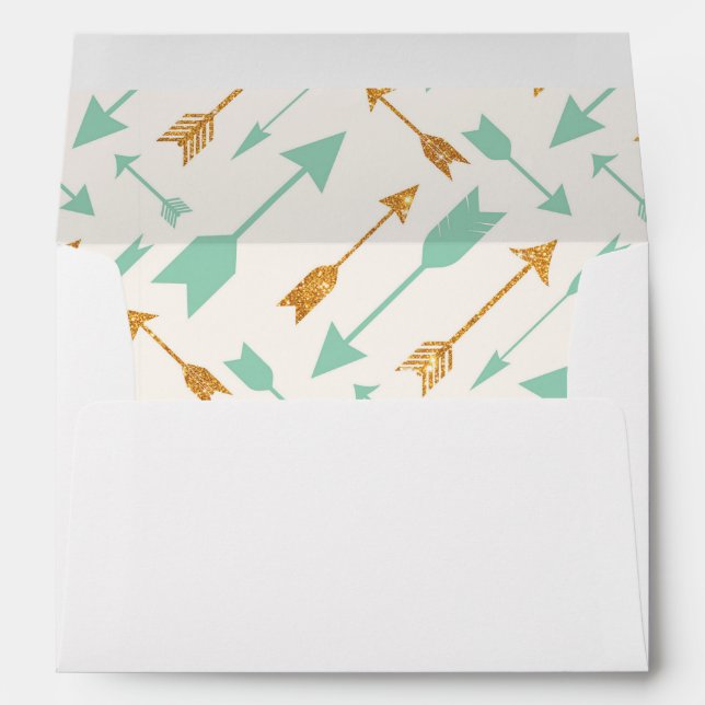 Mint Gold Arrows Tribal lined, matching Envelope (Back (Bottom))