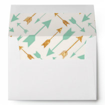 Mint Gold Arrows Tribal lined, matching Envelope