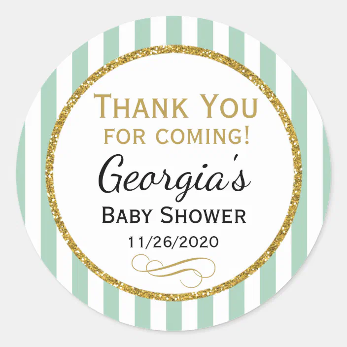Mint Gold Baby Shower Thank You Coming Favor Tags Zazzle Com