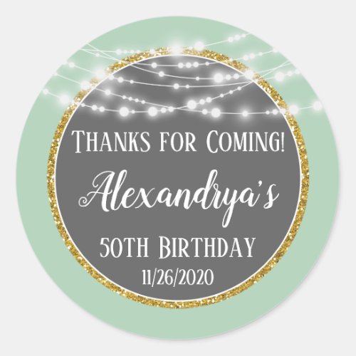 Mint Gold Birthday Thanks For Coming Favor Tags