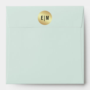 Mint Gold Black Polka Dot Pattern Wedding  Envelope