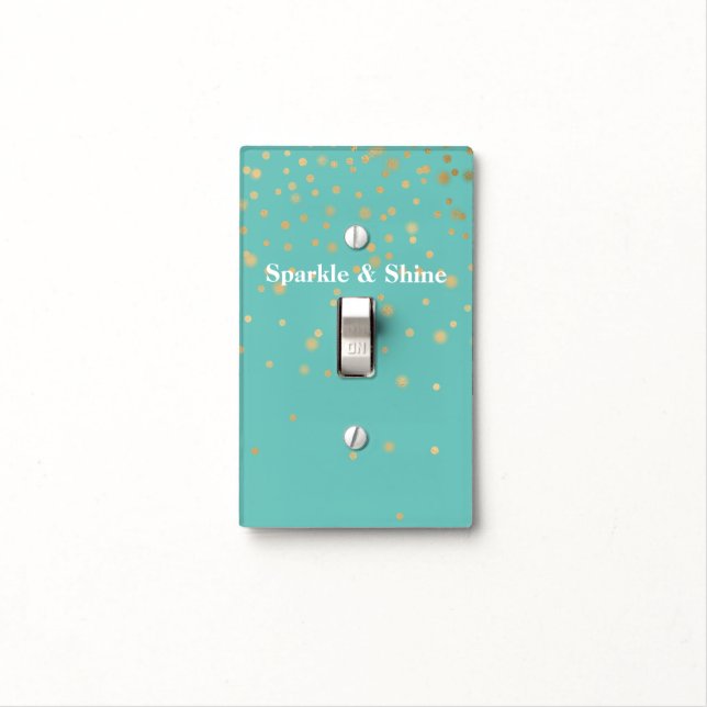 Mint Gold Confetti Light Switch Cover (In Situ)