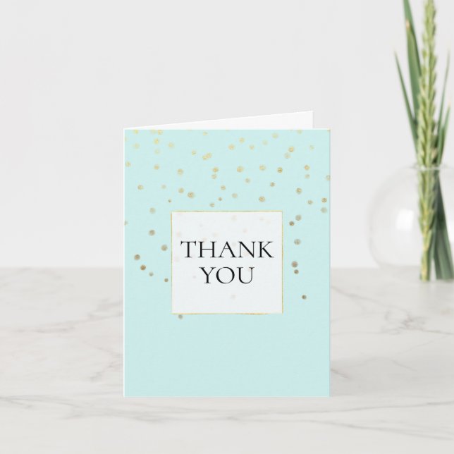 Mint Gold Confetti Thank You Card (Front)