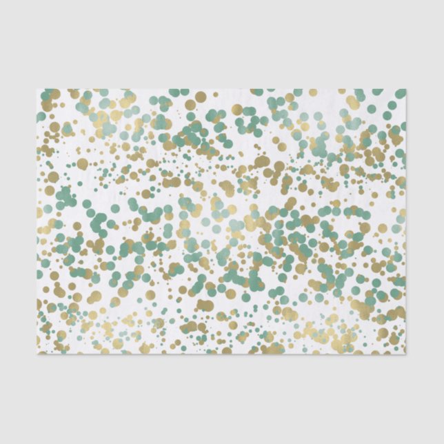 Mint Gold Confetti Tissue Paper (Front)