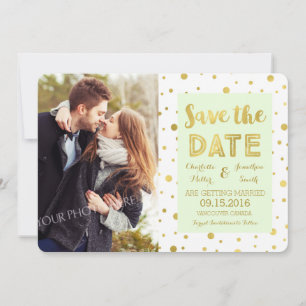 Mint Gold Confetti Wedding Photo Save the Date