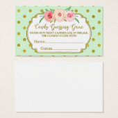 Mint Gold Dots Baby Shower Candy Guessing Game (Front & Back)