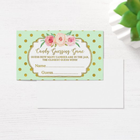Mint Gold Dots Baby Shower Candy Guessing Game (Desk)
