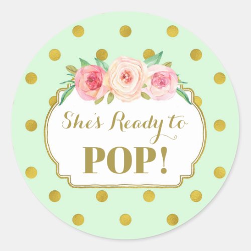 Mint Gold Dots Shes Ready to Pop Favor Tags