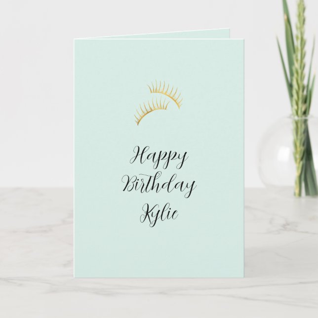 Mint Gold Eyelashes Card (Front)