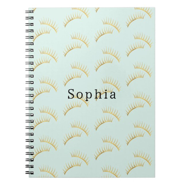 Mint Gold Eyelashes Notebook (Front)