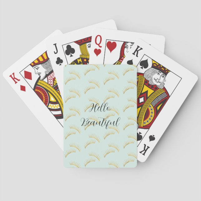 Mint Gold Eyelashes Poker Cards (Back)