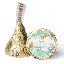 Mint Gold Floral Butterfly Quinceañera  Hershey®'s Kisses®