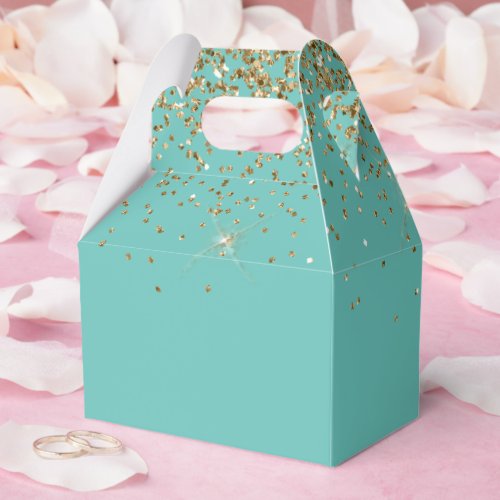 Mint Gold Glam Glitter Favor Boxes