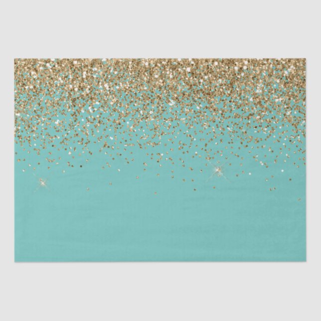 Mint Gold Glam Glitter Wedding  Tissue Paper (Front)