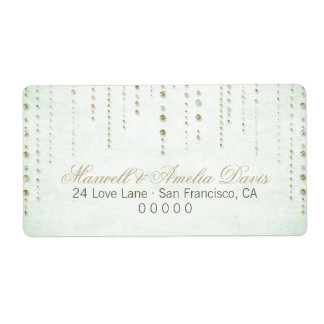 Mint & Gold Glitter Look Wedding Address Labels