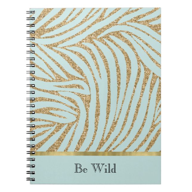 Mint Gold Glitter Zebra   Notebook (Front)