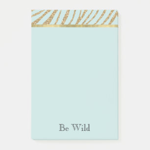 Mint Gold Glitter Zebra Post-it Notes