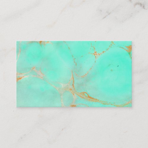 Mint  Gold Marble Abstract Aqua Teal Painted Look Business Card