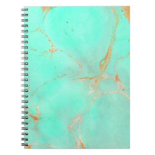 Mint  Gold Marble Abstract Aqua Teal Painted Look Notebook