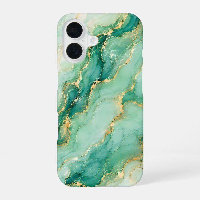 Mint & Gold Marble Luxury Iphone Case (Back)