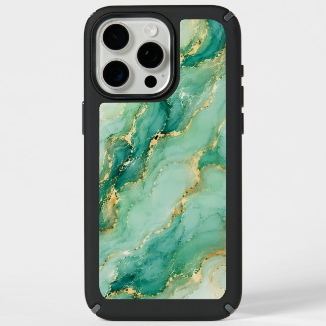 Mint & Gold Marble Luxury Speck iPhone Case (Front)