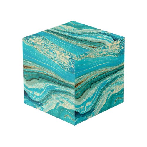 Mintgoldmarblenaturestonepatternmodernchic Cube