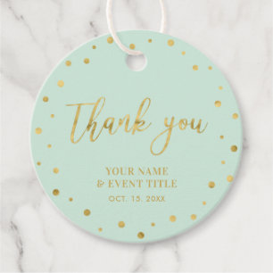 Mint & Gold Modern Birthday Favor Thank you Tags