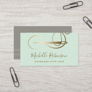 Mint & Gold   Needle & Thread Handmade With Love Business Card