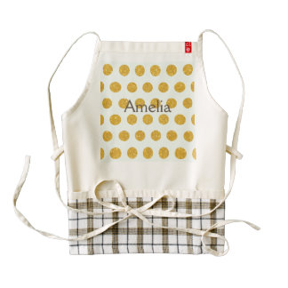 mint,gold,polka dot,trendy,girly,pattern,modern, zazzle HEART apron