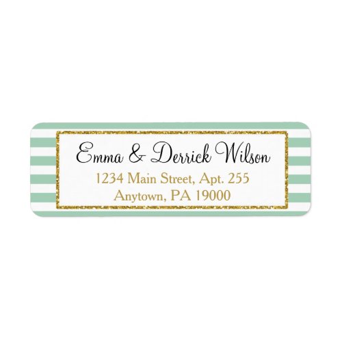 Mint Gold Return Address Labels Elegant Shower